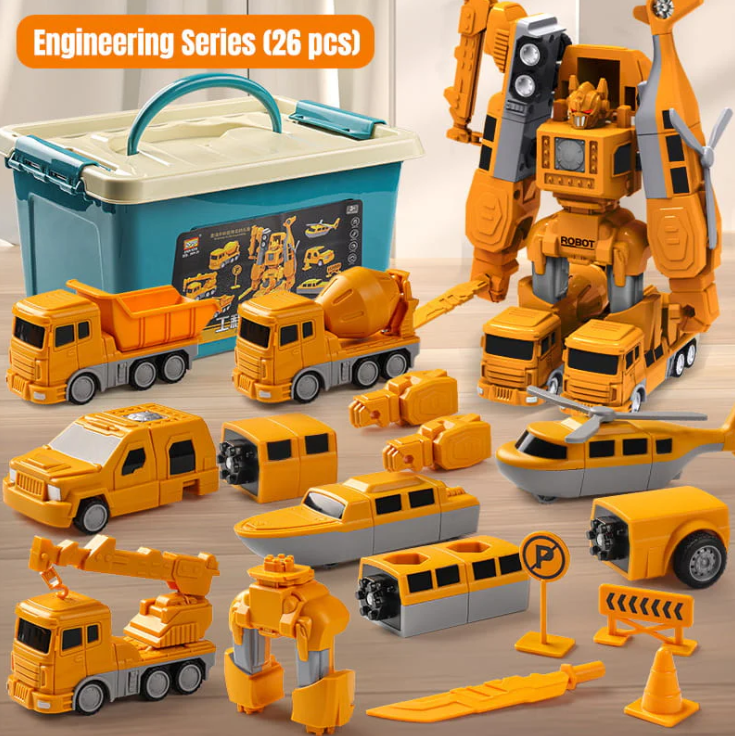 🔥Offre spéciale : 49 % de réduction !🔥 Voiture de chantier magnétique transformable à assembler (jeu de construction) 