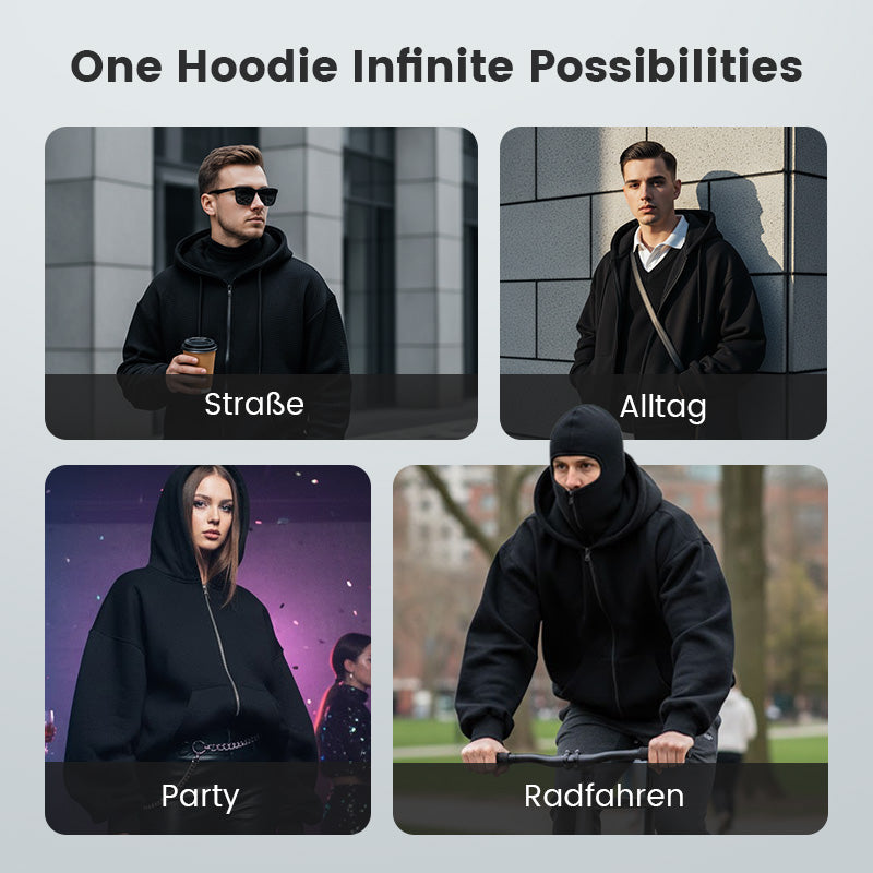 Sweats à capuche zippés de style ninja pour hommes et femmes 