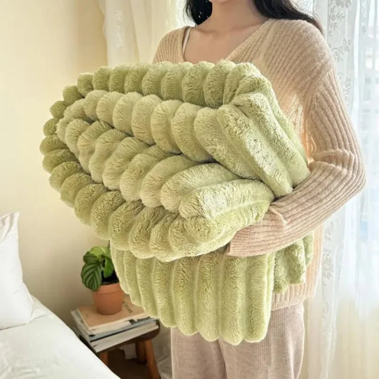 🍂 Soldes d'automne – 50 % de réduction ! 🛏️ Couverture épaisse en peluche avec motif lapin et revêtement en velours couleur lait 🫧 Blottissez-vous dans un confort absolu