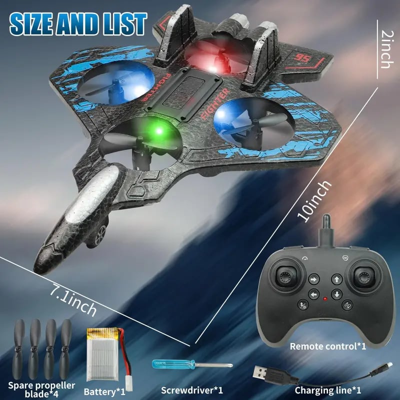 49 % de réduction cette semaine ! 🎉🎉 Avion de chasse acrobatique télécommandé pour enfants avec flips à 360° et lumières LED