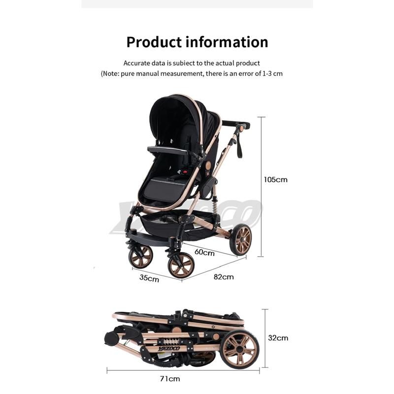 Luxuriöser 3-in-1 Kinderwagen faltbar für Reisen zusammenklappbar