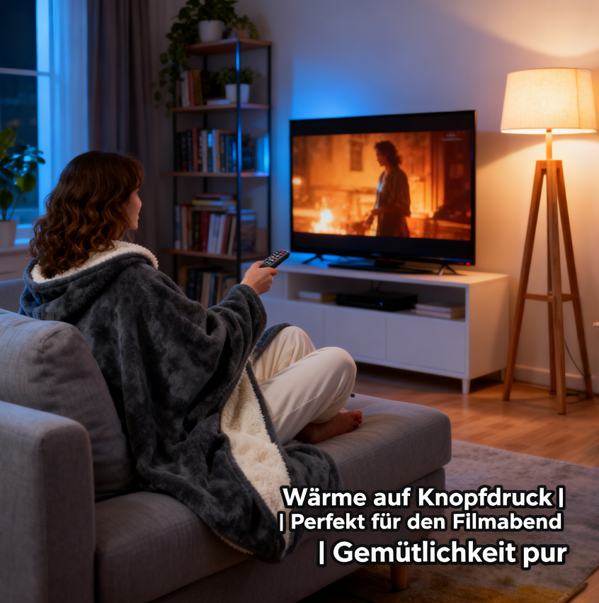 Beheizte Decke mit Ärmeln– Weich & Warm für Kalte Tage | Fernbedienung, Einstellbare Temperatur