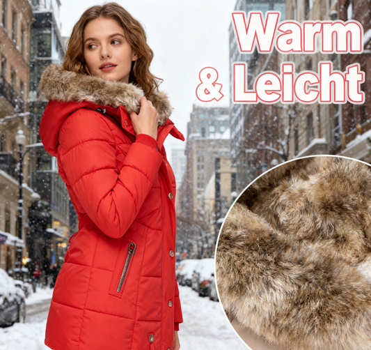 🧥❄️ Kuschelwohl Damen Thermo-Steppjacke mit Kunstfellkapuze – warm, winddicht & wasserabweisend