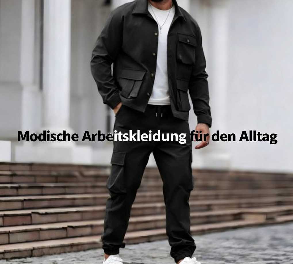 Herren Retrojacke und Cargohose, 2-teiliges Set