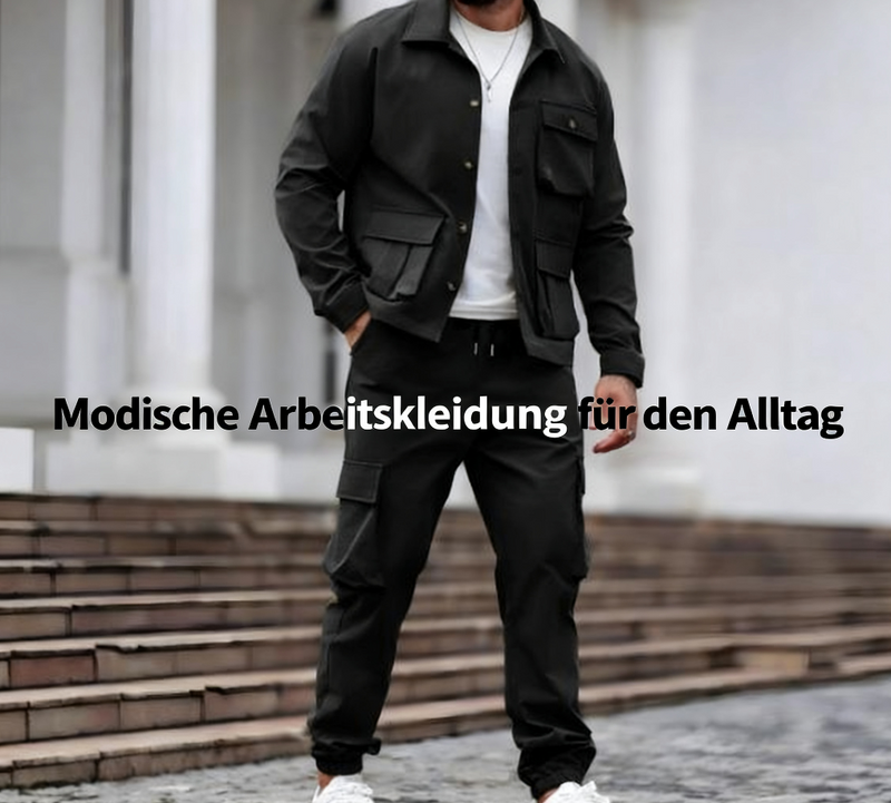 Ensemble 2 pièces pour homme : veste rétro et pantalon cargo 