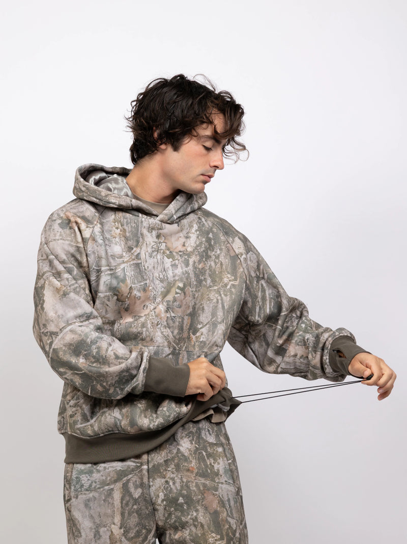 Ensemble de loisirs oversize Kuschelwohl™ : Sweat à capuche et pantalon camouflage à imprimé feuille d'érable – 🎄 Grande vente de Noël