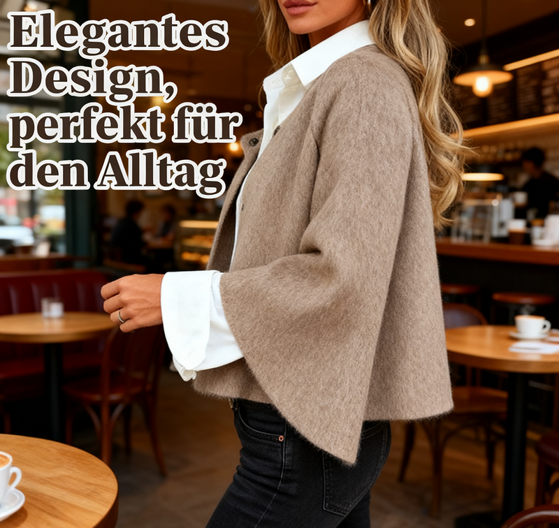 🧥✨ Gilet douillet en maille duveteuse – veste courte à manches larges et boutons élégants
