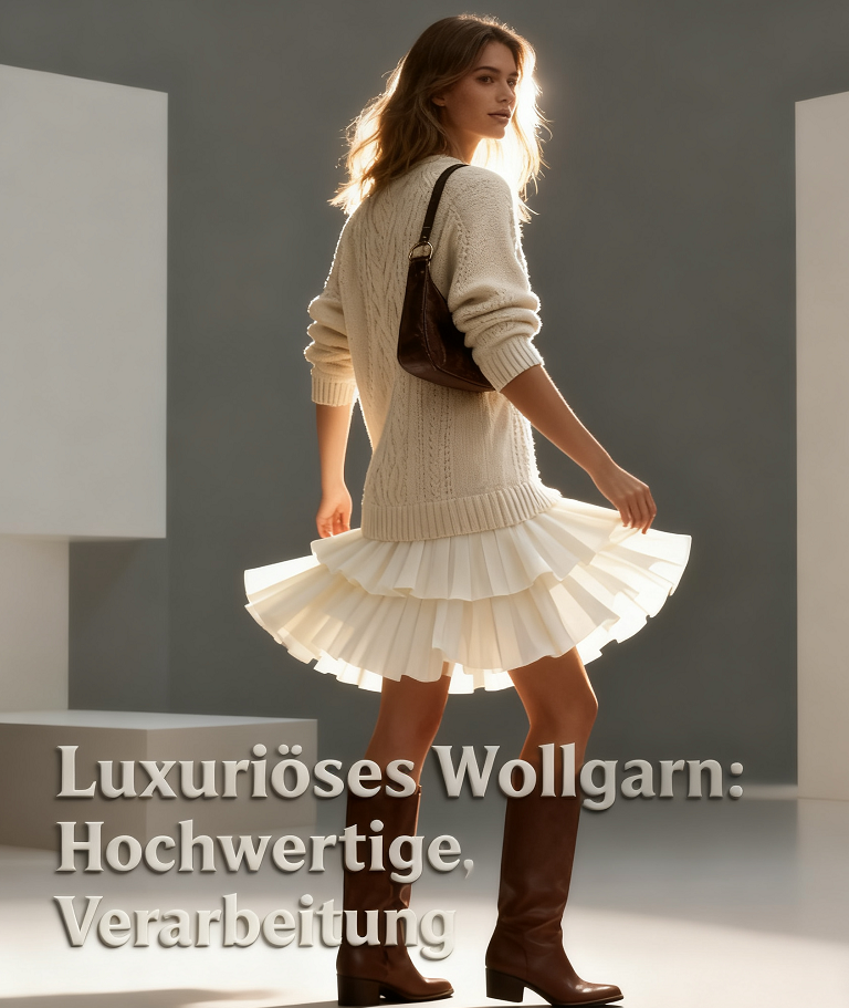 🧶🍂 Kuschelwohl Damen Strickkleid aus Wollmix – Zopfstrick, weich & warm für Herbst/Winter