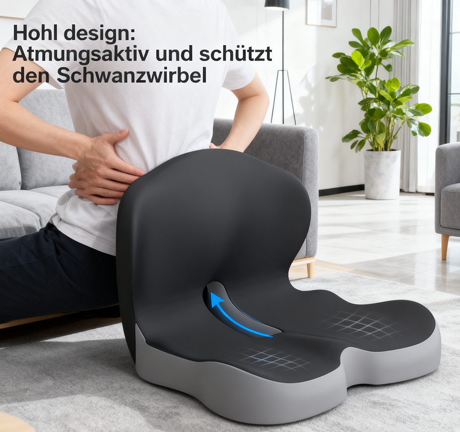 🪑 Kuschelwohl Ergonomischer Bodenstuhl – Sitzkissen mit Rückenlehne, Steißbeinaussparung & rutschfester Basis 🌬️