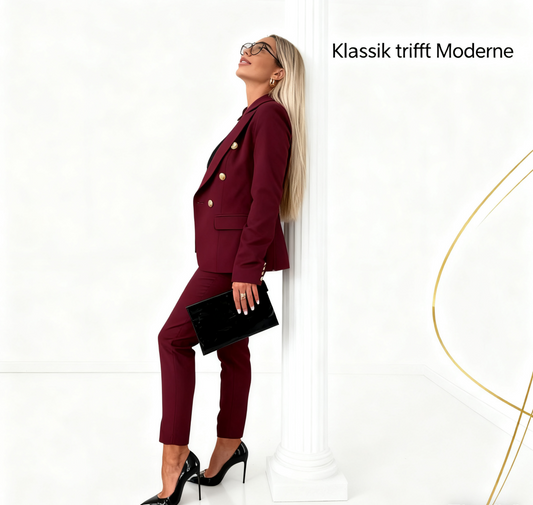 🔥HOT SALE 50% RABATT🔥 Damen-Doppelreihiger Blazer & Maßgeschneiderte Hosen-Kombination