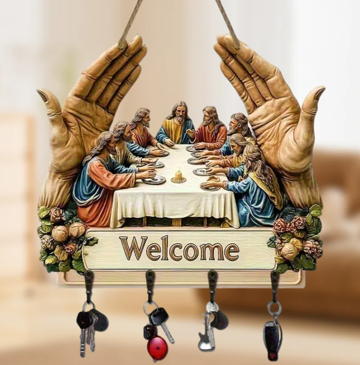 Dekorativer Schlüsselhalter aus Holz zur Wandmontage