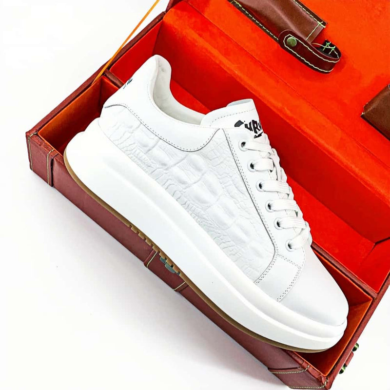 Kuschelwohl™ Herren Echtleder-Sneaker mit Kroko-Prägung & Fußgewölbestütze (Orthopädischer Komfort) – 🎄 Weihnachts-Sale