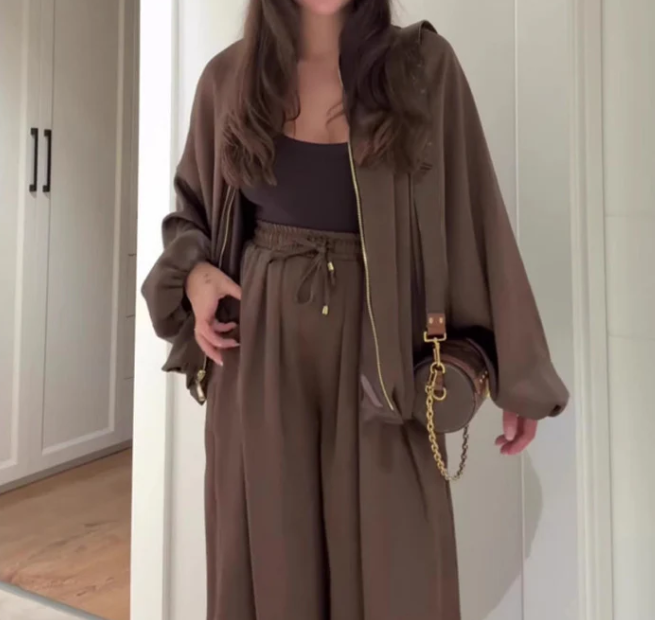 🔥Heißer Verkauf: 50 % RABATT🔥Overshirt/Jacke + Wide-Leg-Hose | weich, fließend & knitterarm