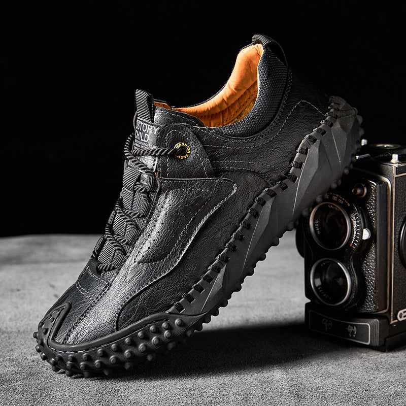 (⏰Räumungsverkauf – 70 % Rabatt🔥) Vintage-Wanderschuhe für Herren aus Leder – Echtes Leder, orthopädische Fußgewölbeunterstützung, breite Zehenbox, wasserdicht, atmungsaktiv, handgenäht, rutschfest, leichte Schuhe zum Autofahren und Wandern