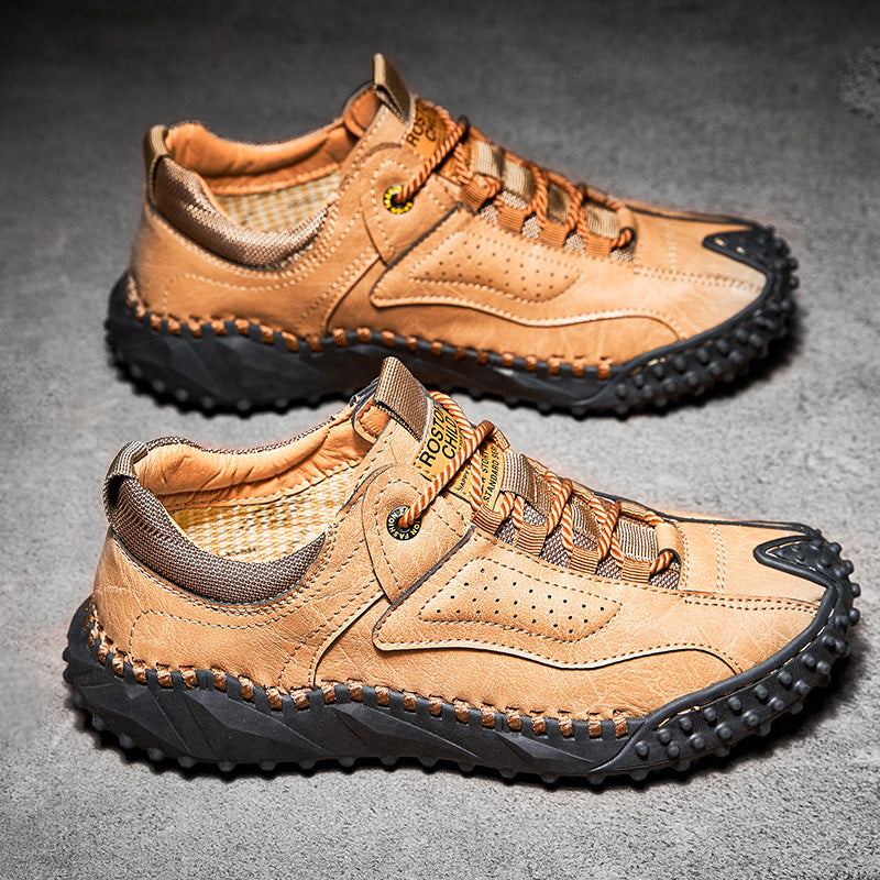 (⏰Räumungsverkauf – 70 % Rabatt🔥) Vintage-Wanderschuhe für Herren aus Leder – Echtes Leder, orthopädische Fußgewölbeunterstützung, breite Zehenbox, wasserdicht, atmungsaktiv, handgenäht, rutschfest, leichte Schuhe zum Autofahren und Wandern