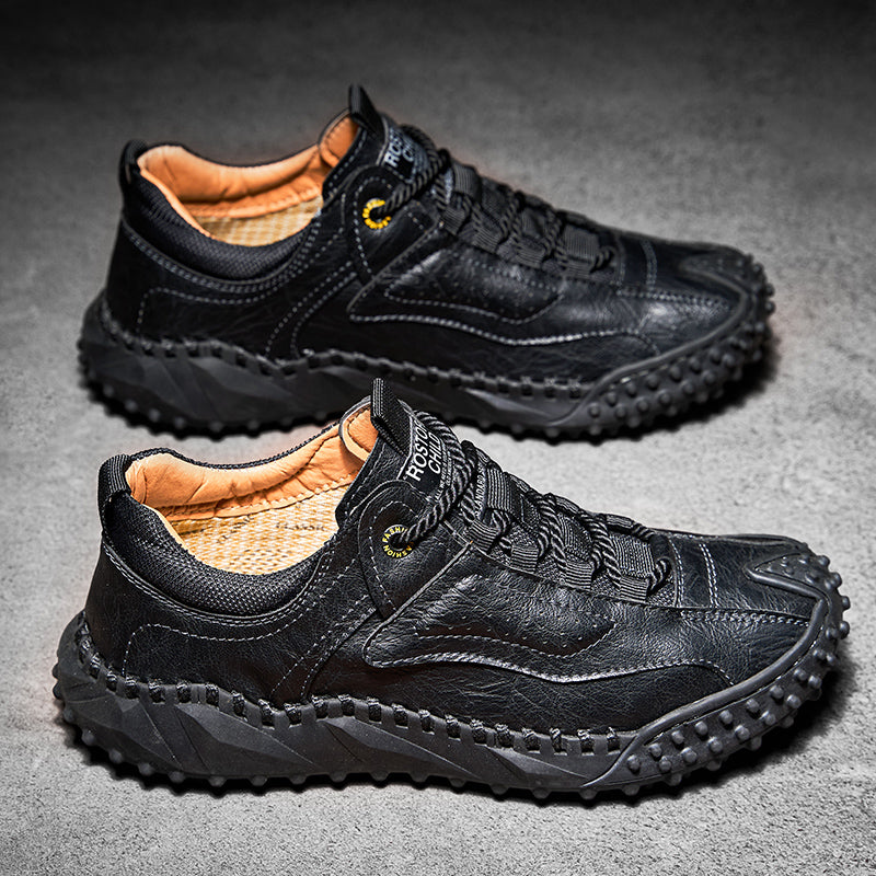 (⏰Räumungsverkauf – 70 % Rabatt🔥) Vintage-Wanderschuhe für Herren aus Leder – Echtes Leder, orthopädische Fußgewölbeunterstützung, breite Zehenbox, wasserdicht, atmungsaktiv, handgenäht, rutschfest, leichte Schuhe zum Autofahren und Wandern