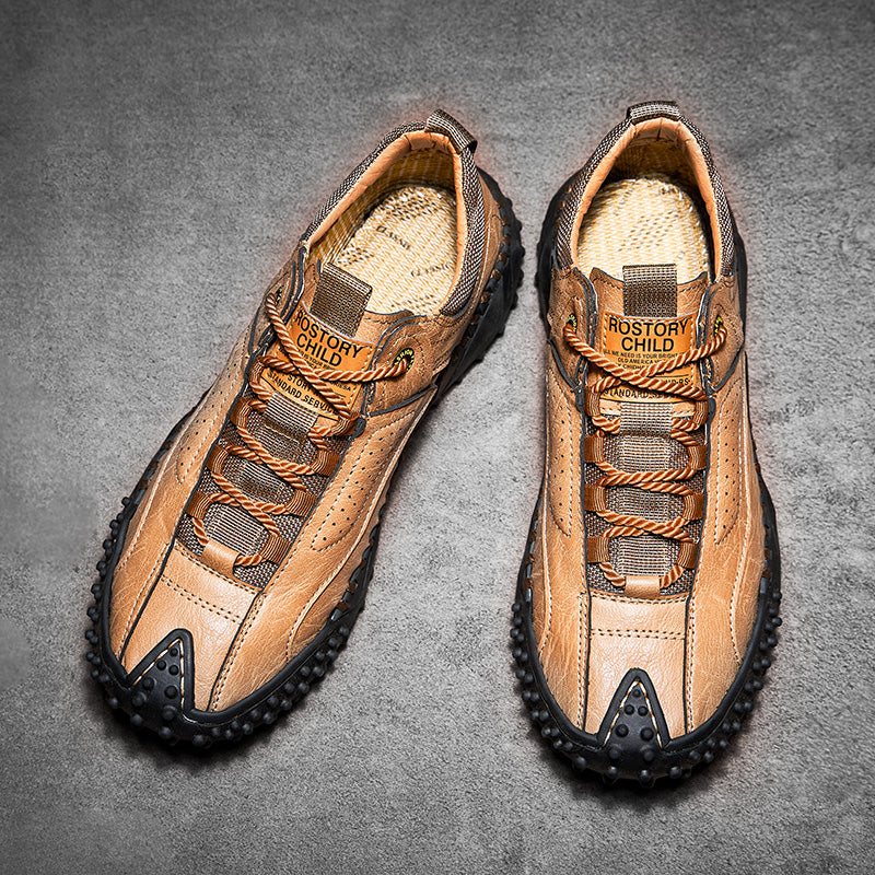 (⏰Räumungsverkauf – 70 % Rabatt🔥) Vintage-Wanderschuhe für Herren aus Leder – Echtes Leder, orthopädische Fußgewölbeunterstützung, breite Zehenbox, wasserdicht, atmungsaktiv, handgenäht, rutschfest, leichte Schuhe zum Autofahren und Wandern