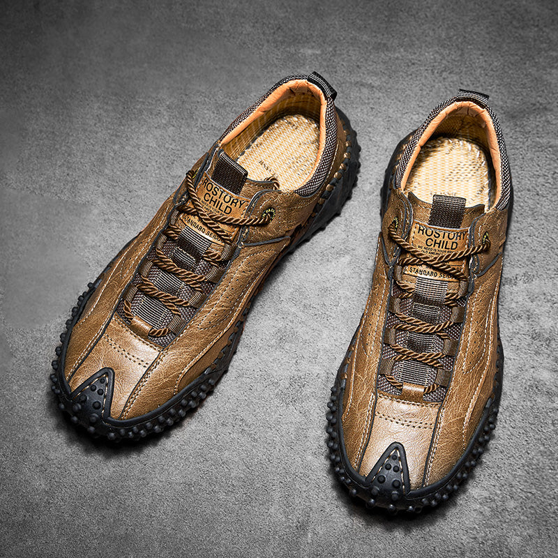 (⏰Räumungsverkauf – 70 % Rabatt🔥) Vintage-Wanderschuhe für Herren aus Leder – Echtes Leder, orthopädische Fußgewölbeunterstützung, breite Zehenbox, wasserdicht, atmungsaktiv, handgenäht, rutschfest, leichte Schuhe zum Autofahren und Wandern