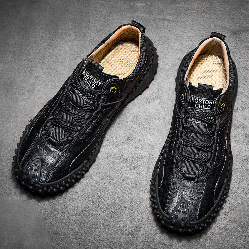 (⏰Räumungsverkauf – 70 % Rabatt🔥) Vintage-Wanderschuhe für Herren aus Leder – Echtes Leder, orthopädische Fußgewölbeunterstützung, breite Zehenbox, wasserdicht, atmungsaktiv, handgenäht, rutschfest, leichte Schuhe zum Autofahren und Wandern