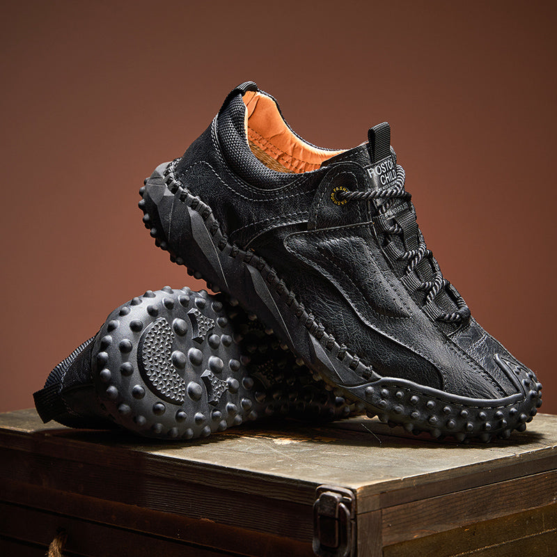 (⏰Räumungsverkauf – 70 % Rabatt🔥) Vintage-Wanderschuhe für Herren aus Leder – Echtes Leder, orthopädische Fußgewölbeunterstützung, breite Zehenbox, wasserdicht, atmungsaktiv, handgenäht, rutschfest, leichte Schuhe zum Autofahren und Wandern