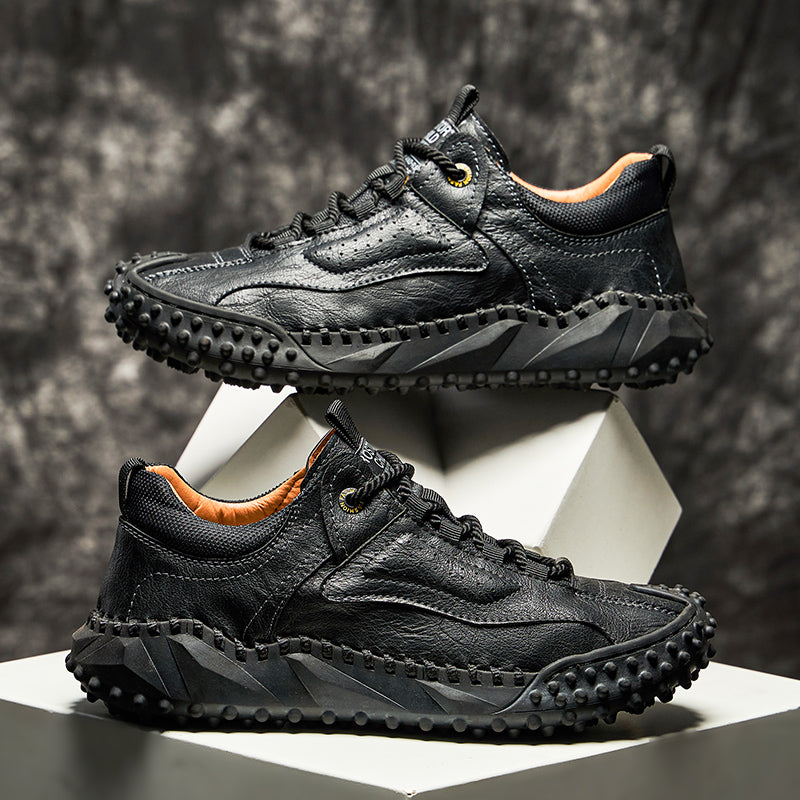 (⏰Räumungsverkauf – 70 % Rabatt🔥) Vintage-Wanderschuhe für Herren aus Leder – Echtes Leder, orthopädische Fußgewölbeunterstützung, breite Zehenbox, wasserdicht, atmungsaktiv, handgenäht, rutschfest, leichte Schuhe zum Autofahren und Wandern