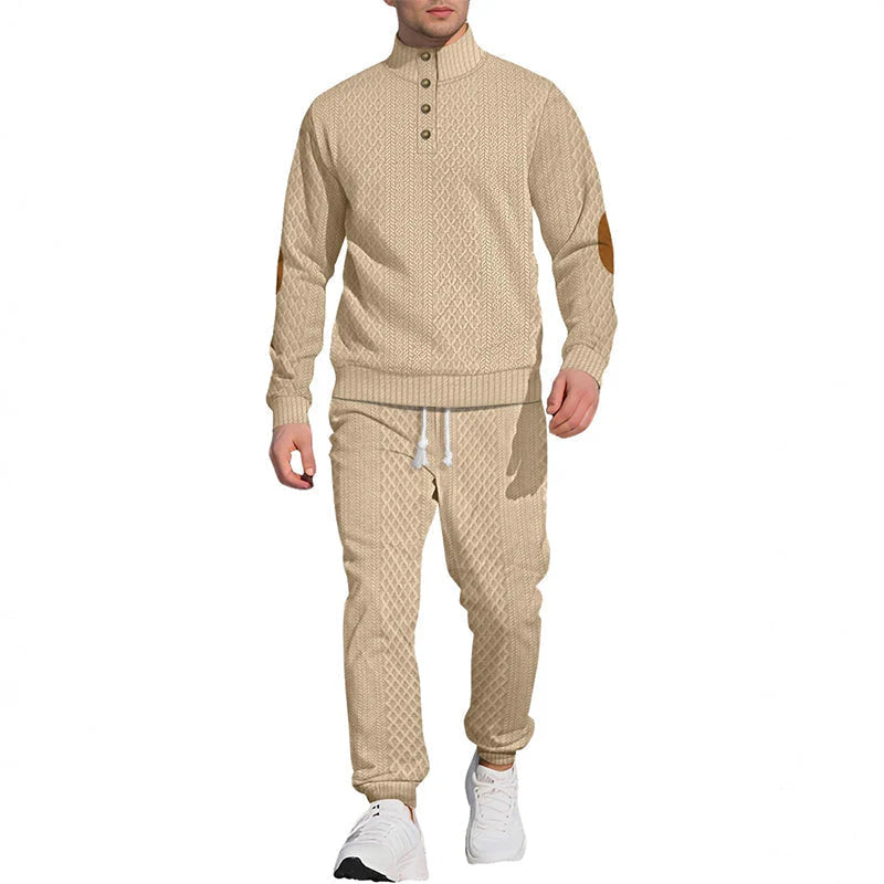 Ensemble décontracté en jacquard avec col montant et pantalon – style et confort réunis | Soldes Black Friday : -50 % ! 🖤