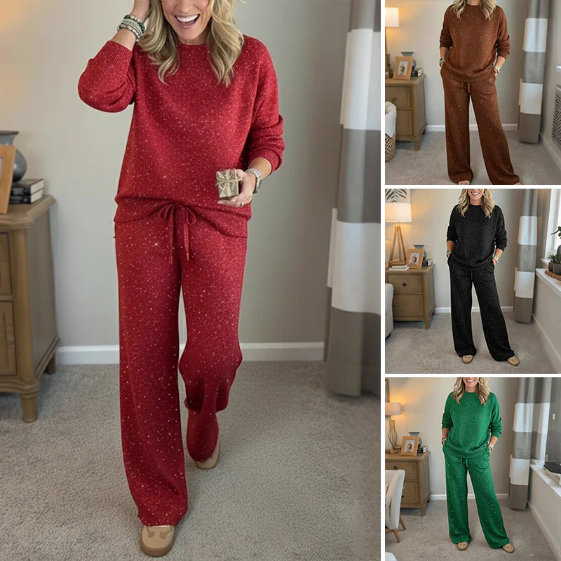 Ensemble deux pièces Kuschelwohl® Premium Glitter (pull et pantalon) – Toucher cachemire et véritable laine | 🎄 Grande vente de Noël 