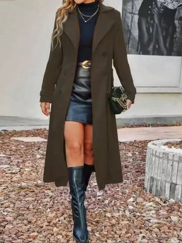 🔥Black-Friday-Mega-Angebot – 50 % Rabatt!🔥 Langer, warmer Damenmantel mit doppelter Knopfleiste🧥