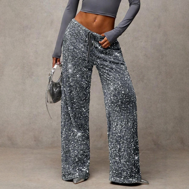 Pantalon à sequins scintillants Kuschelwohl® (jambes larges) – Élastique, toucher cachemire et véritable laine | 🎄 Grande vente de Noël