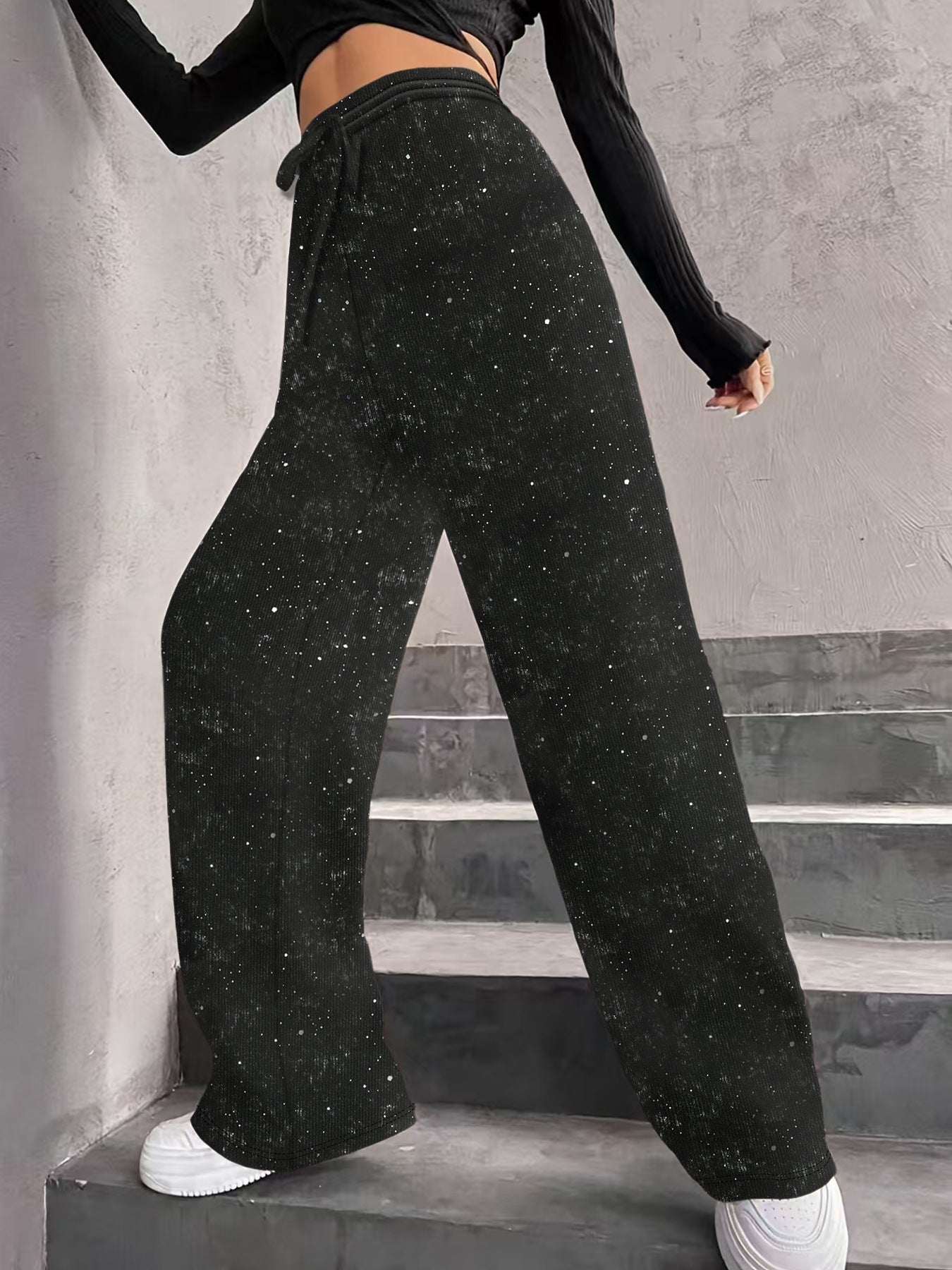Pantalon à sequins scintillants Kuschelwohl® (jambes larges) – Élastique, toucher cachemire et véritable laine | 🎄 Grande vente de Noël