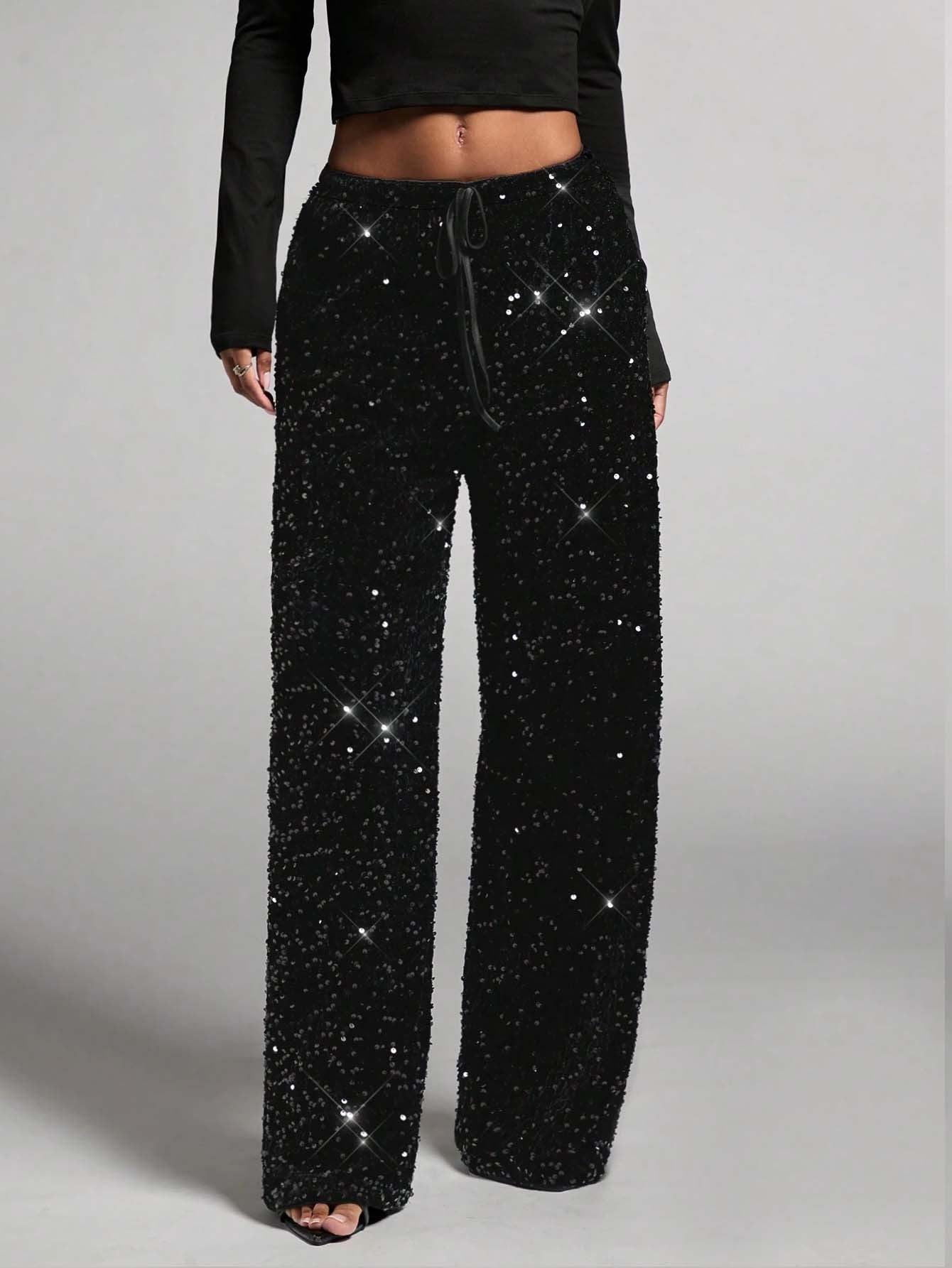 Pantalon à sequins scintillants Kuschelwohl® (jambes larges) – Élastique, toucher cachemire et véritable laine | 🎄 Grande vente de Noël