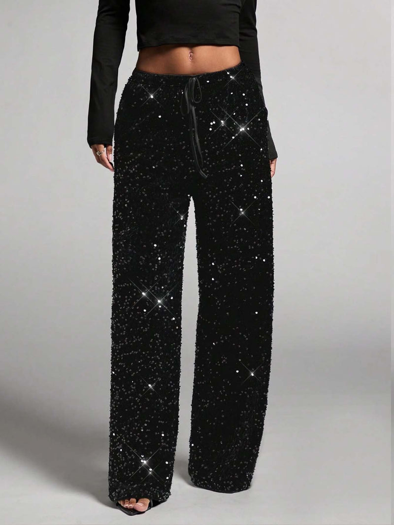 Pantalon à sequins scintillants Kuschelwohl® (jambes larges) – Élastique, toucher cachemire et véritable laine | 🎄 Grande vente de Noël