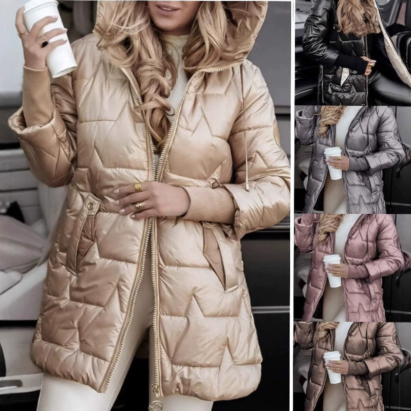Manteau d'hiver chaud à capuche pour femme, mi-long 