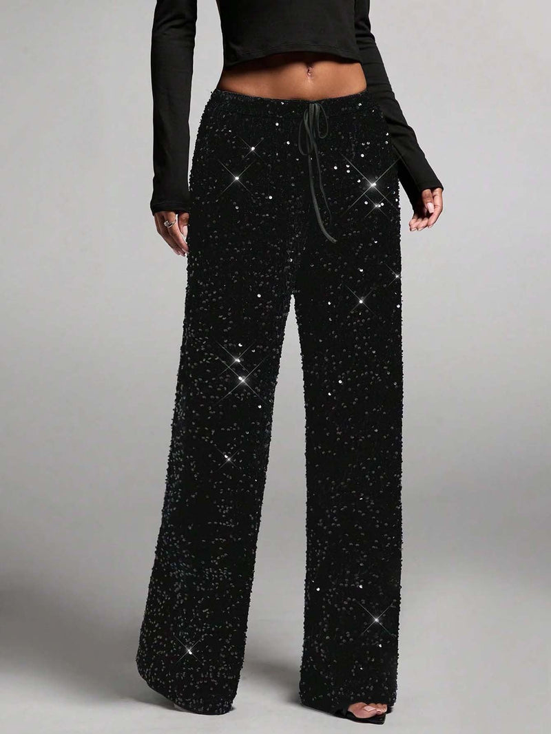 Pantalon à sequins scintillants Kuschelwohl® (jambes larges) – Élastique, toucher cachemire et véritable laine | 🎄 Grande vente de Noël