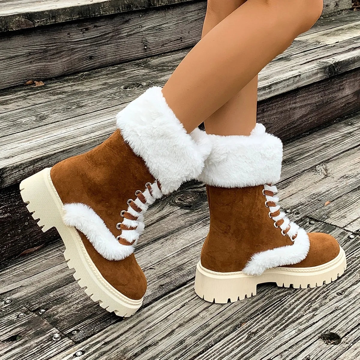 Bottes de neige orthopédiques à lacets Kuschelwohl™ – Montantes et chaudes (Grande vente de Noël 🎄) 