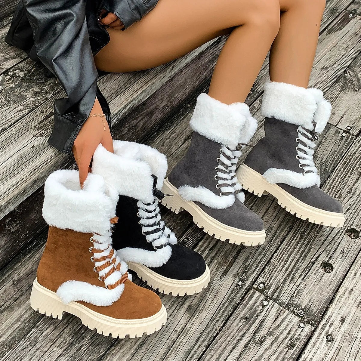 Bottes de neige orthopédiques à lacets Kuschelwohl™ – Montantes et chaudes (Grande vente de Noël 🎄) 