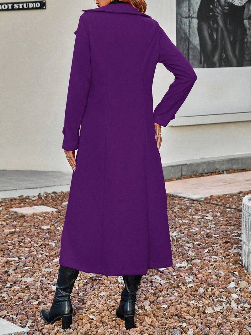 🔥Méga promotion du Black Friday ! – 50 % de réduction !🔥 Manteau long et chaud pour femme avec double patte de boutonnage🧥