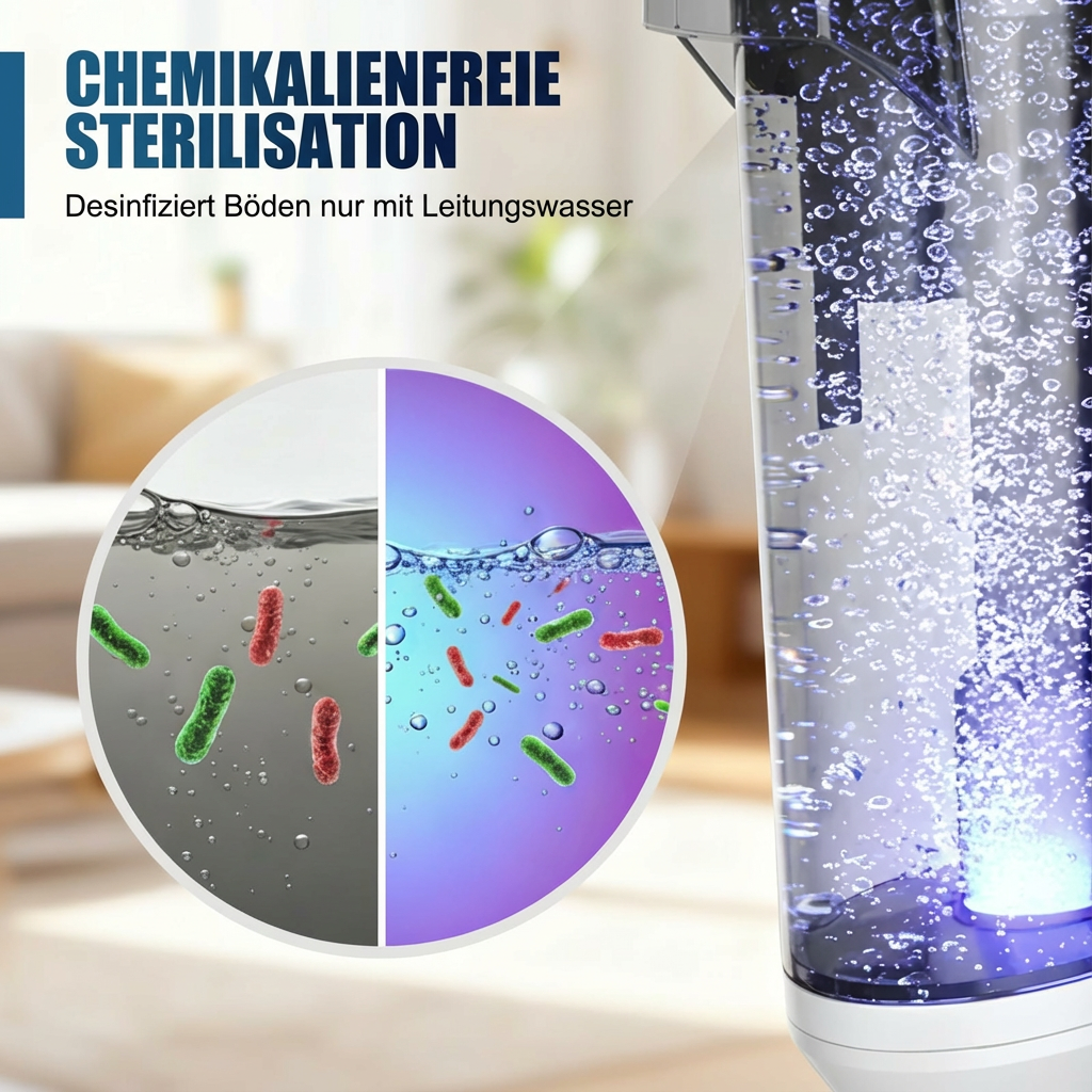 Nass- und Trockenstaubsauger Selbstreinigend Kabellos Bodenreiniger Leichter Mopp für Hartböden Tierhaare Essensreste Rundum-Reinigung ohne Auslass