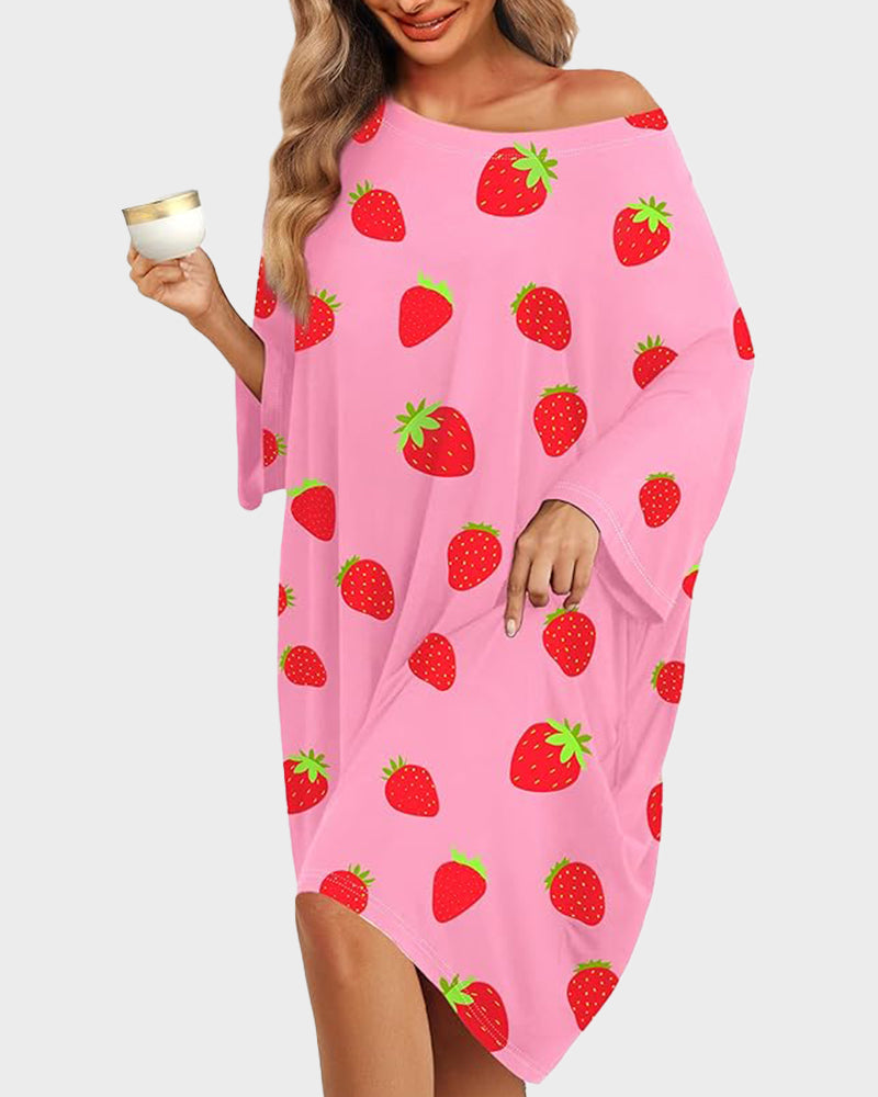 Plus Size Ultraweiches Oversize-Hemd-Schlafanzug mit Taschen
