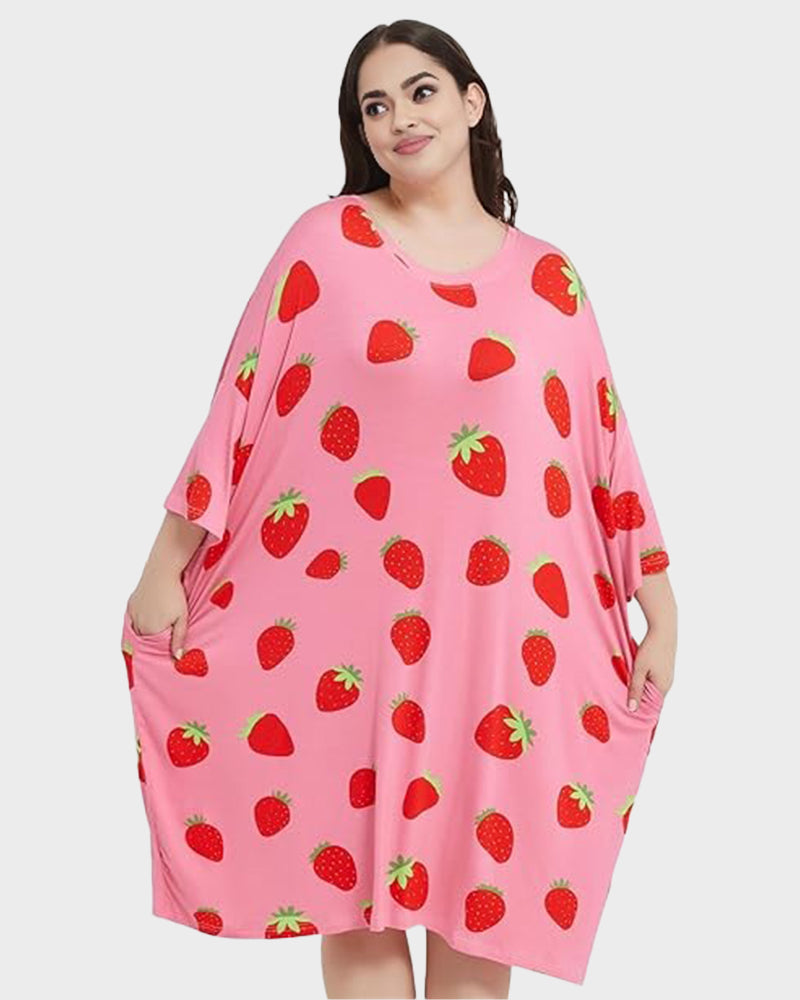 Plus Size Ultraweiches Oversize-Hemd-Schlafanzug mit Taschen