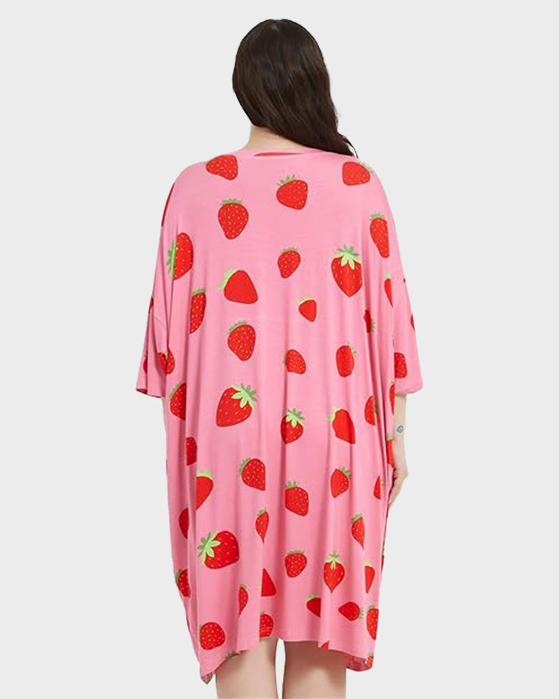 Plus Size Ultraweiches Oversize-Hemd-Schlafanzug mit Taschen