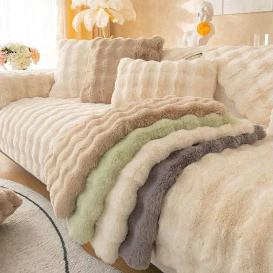 Kuschelwohl™ Ultra-Weicher Kaninchenplüsch-Sofaschoner – Winter-Edition ❄️ | Weihnachtsrabatt – bis zu 40 % 🎁