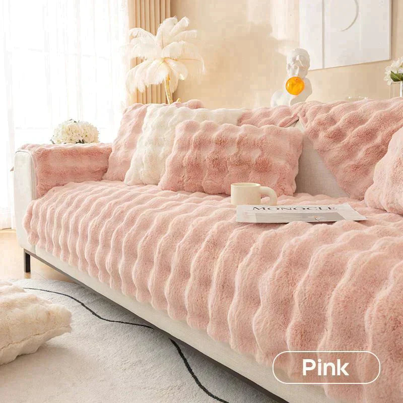 Kuschelwohl™ Ultra-Weicher Kaninchenplüsch-Sofaschoner – Winter-Edition ❄️ | Weihnachtsrabatt – bis zu 40 % 🎁