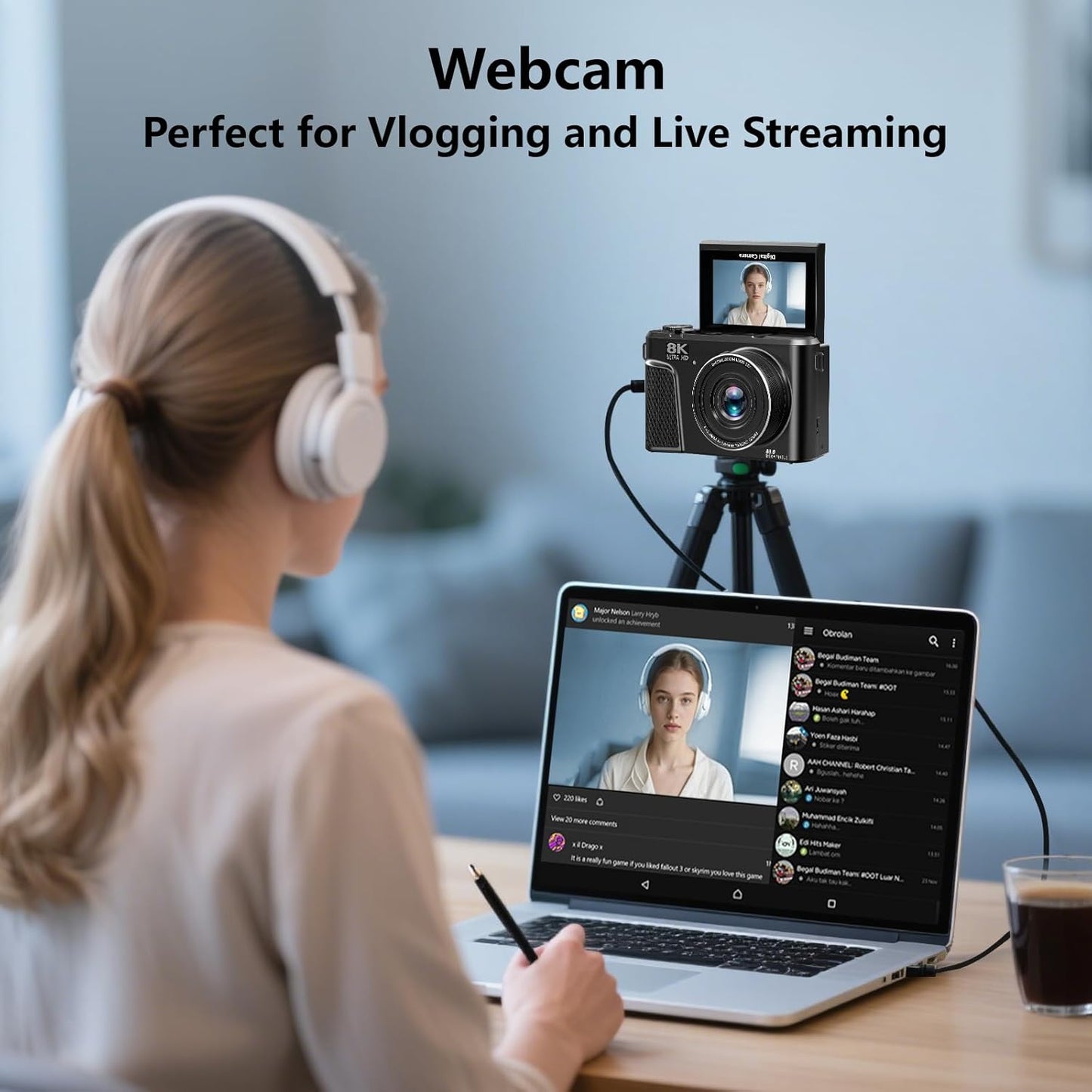 8K-Digitalkamera mit 88 MP und 3-Zoll-180°-Klappbildschirm