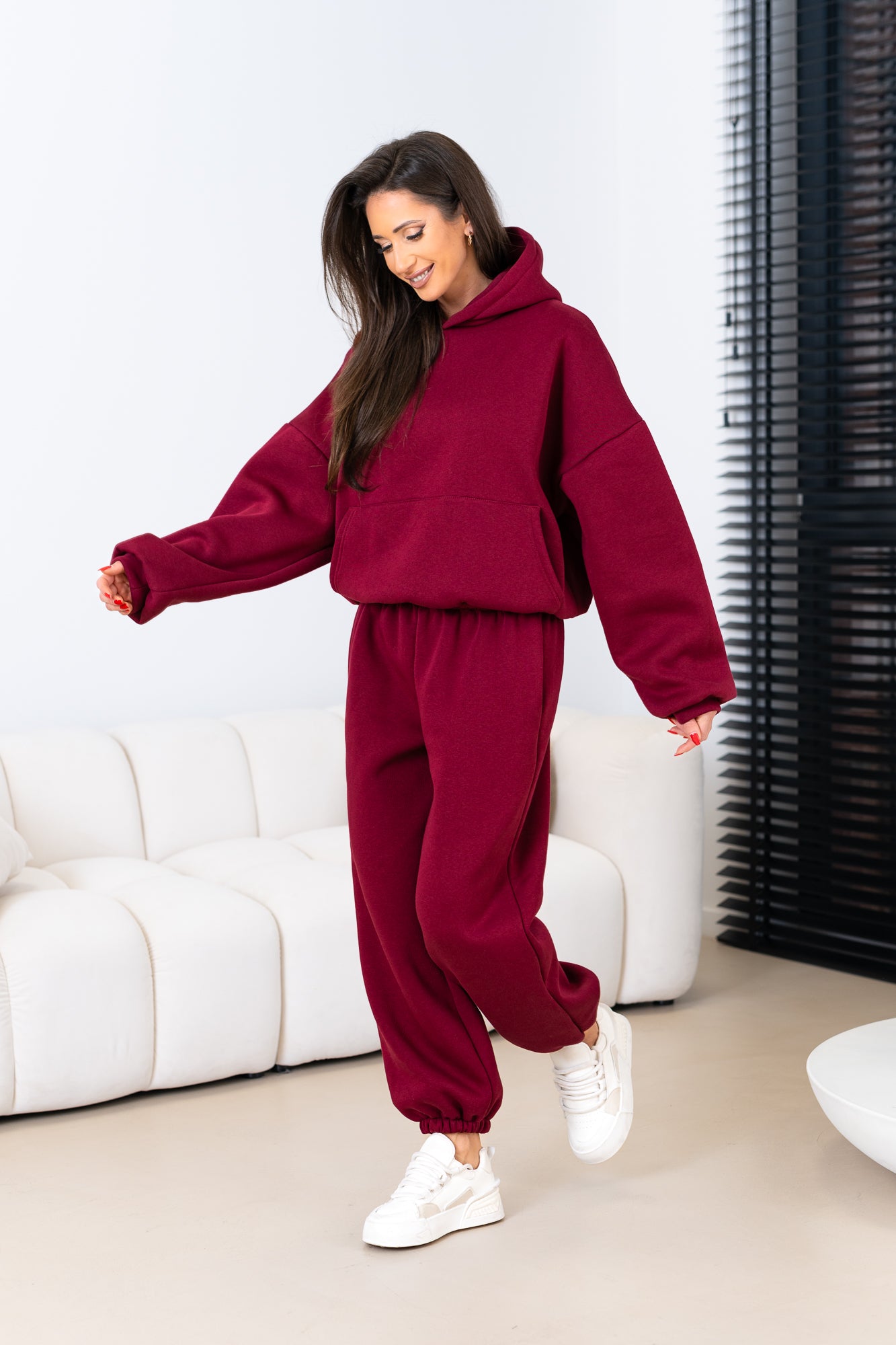 Kapuzen-Sweatshirt-Set in Unifarbe