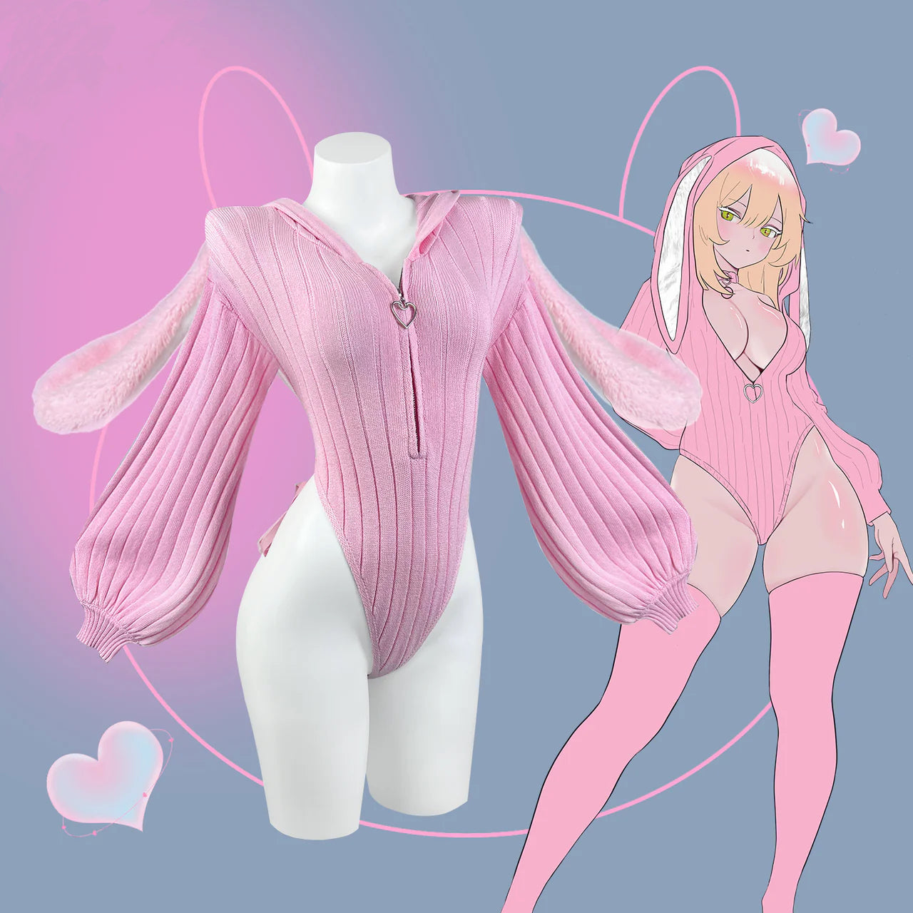 Schicker grauer Hoodie-Body mit Hasenohren