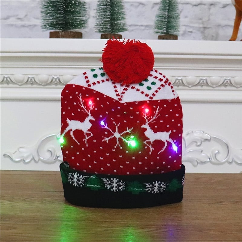 🎁 2025 Frühzeitiger Weihnachtsverkauf – Weihnachts-LED-Licht Strickmütze mit Rentier Design (Let It Snow) ✨