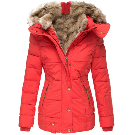 🧥❄️ Veste matelassée thermique confortable pour femme avec capuche en fausse fourrure – Chaude, coupe-vent et déperlante