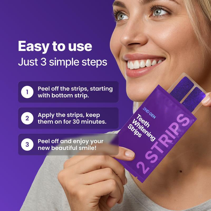 Purple Zahnaufhellungsstreifen – 7/21 Aufhellungsanwendungen – Schonend für den Zahnschmelz – Für empfindliche Zähne geeignet – Peroxidfrei