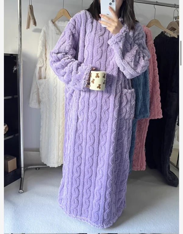 Winter Coral Samt warme Haus Pyjama